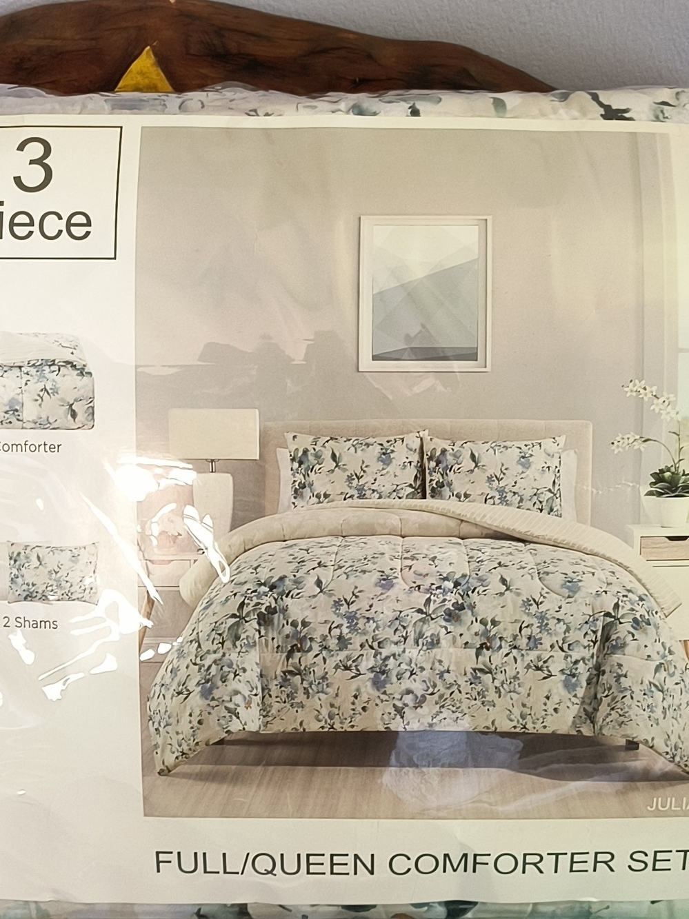 Blue Floral Full/Queen Comforter Set by